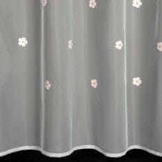 DESIGN 91 Detská záclona s kvietkami - Elsa bielá 140 x 250 cm s krúžkami