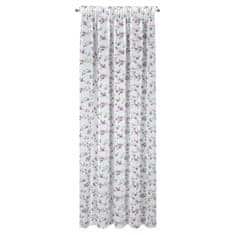 DESIGN 91 Hotová záclona s riasiacou páskou - Dina, biela s fialovými kvietkami 140 x 270 cm