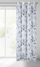 DESIGN 91 Dekoračná záclona s krúžkami - Nala modré kvety, 140 x 250 cm