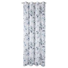 DESIGN 91 Dekoračná záclona s krúžkami - Nala modré kvety, 140 x 250 cm