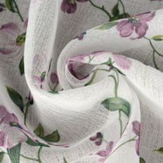 DESIGN 91 Hotová záclona s riasiacou páskou - Dina, biela s fialovými kvietkami 140 x 270 cm
