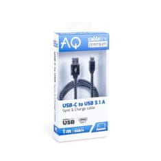 AQ Kábel USB-C (M) - USB 3.0 A (M), dĺžka: 1,0 m AQ Premium