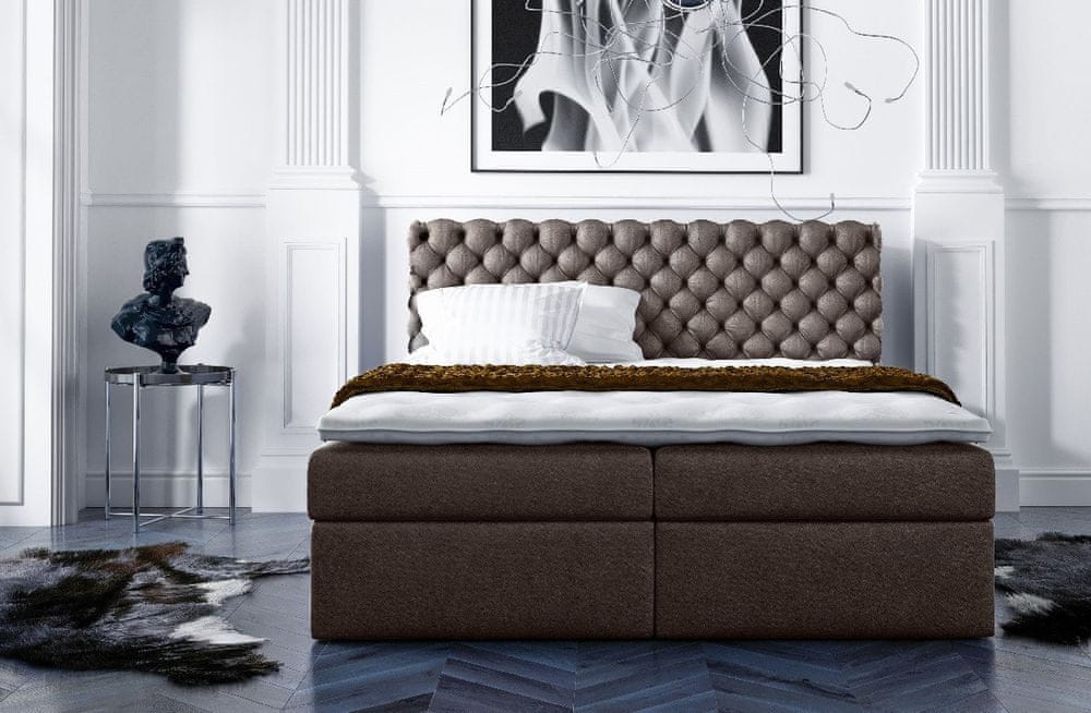 Veneti Štýlová kontinentálna posteľ Giulio hnedá 200 x 200 + topper zdarma