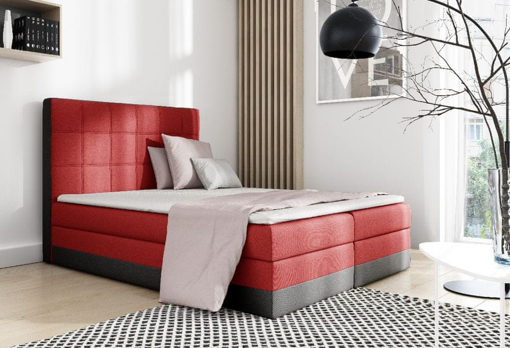 Veneti Dvojlôžko s matracom a roštom Sandy červené, čierne 200 + topper zdarma