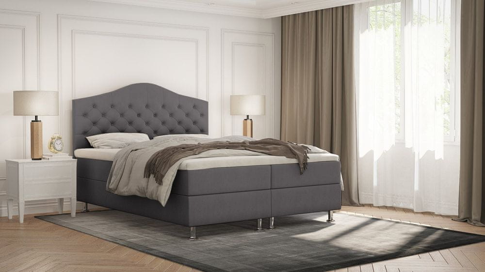 Veneti Elegantná posteľ LADY - 140x200, svetlo šedá
