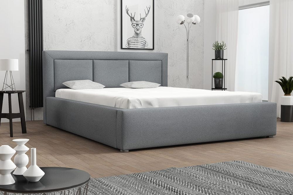Veneti Jednolôžková posteľ s úložným priestorom a roštom 120x200 GOSTORF 3 - svetlá šedá