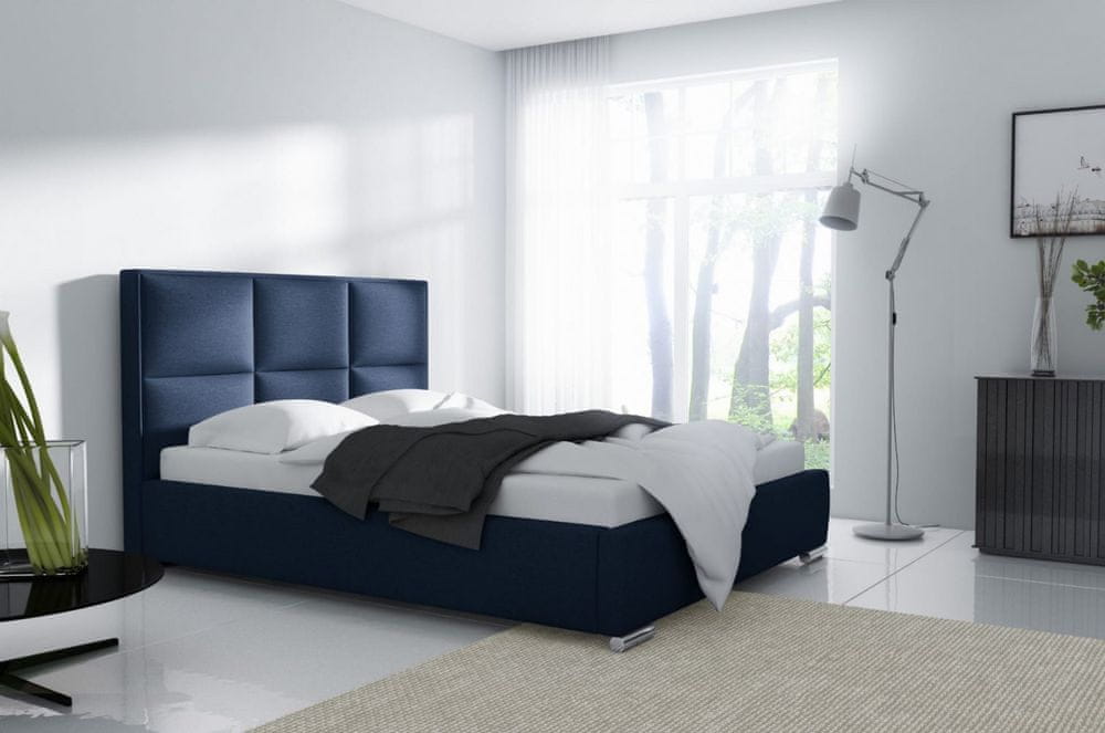 Veneti Dizajnová posteľ s vysokým čelom a úložným priestorom 160x200 VENEZIA - modrá