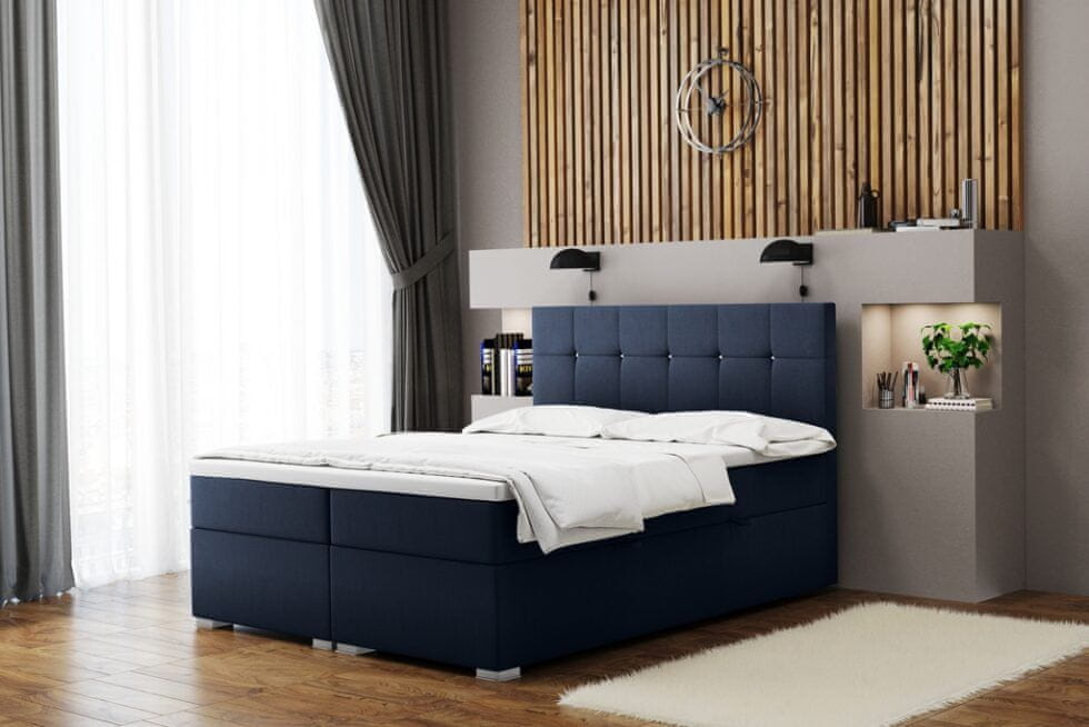Veneti Pohodlná manželská posteľ SILVIE 140x200 - modrá