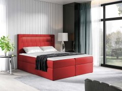Veneti Americká dvojlôžková posteľ 200x200 RODRIGO - červená ekokoža + topper a LED osvetlenie ZDARMA