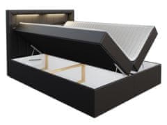 Veneti Americká dvojlôžková posteľ 180x200 RODRIGO - šedá ekokoža + topper a LED osvetlenie ZDARMA