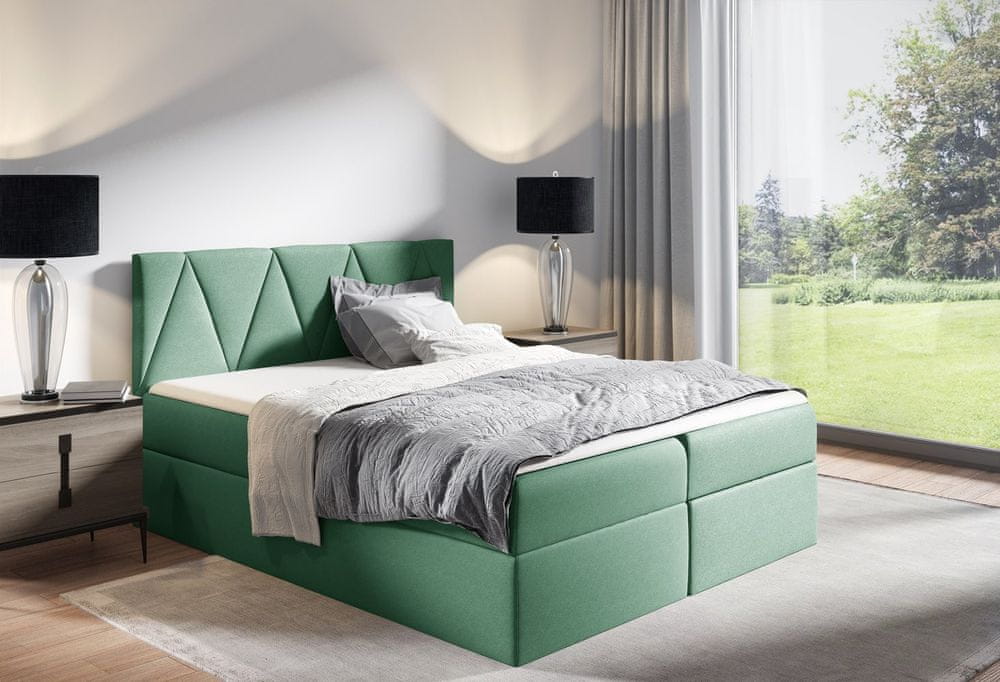 Veneti Kontinentálna posteľ GISELA - 120x200, zelená + topper ZDARMA