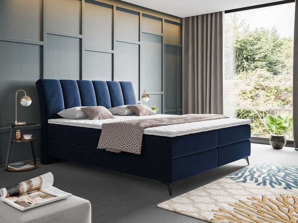 Veneti Kontinentálna manželská posteľ 140x200 TALLOW - modrá + topper ZDARMA