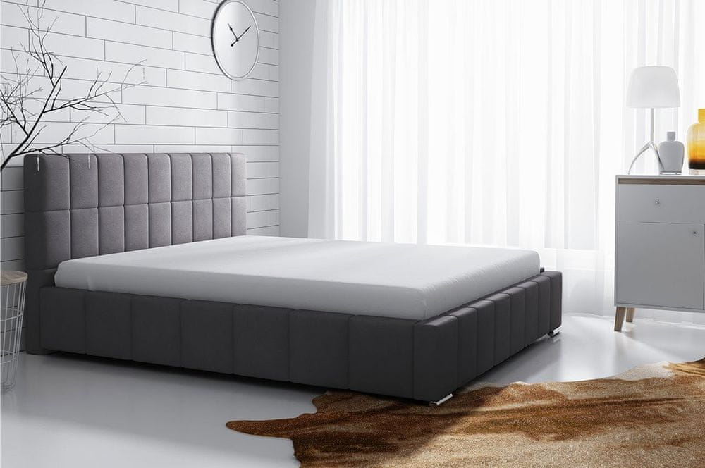 Veneti Čalúnená manželská posteľ 160x200 ZANDRA - šedá
