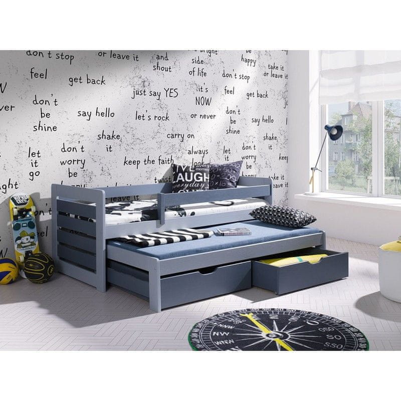 Veneti Rozkladacia detská posteľ 80x180 GERA - šedá / grafitová