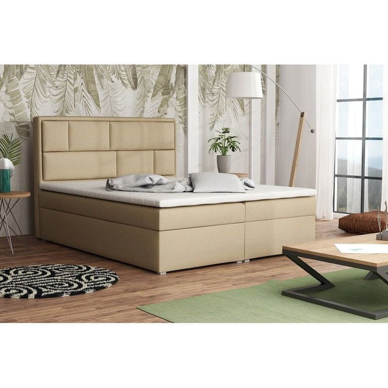Veneti Boxspringová manželská posteľ s úložným priestorom 160x200 IVENDORF 1 - béžová + topper ZDARMA
