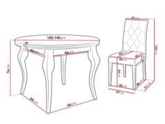Veneti Rozkladací jedálenský stôl 100 cm so 6 stoličkami KRAM 1 - biely / zelený