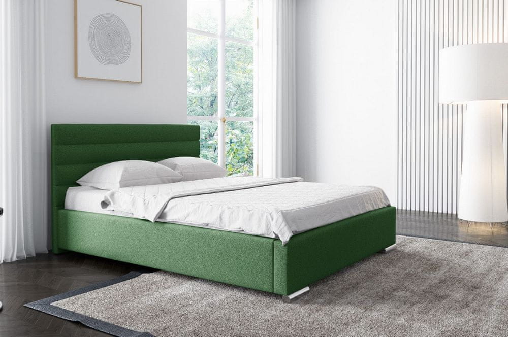 Veneti Elegantná čalúnená posteľ Leis 140x200, zelená