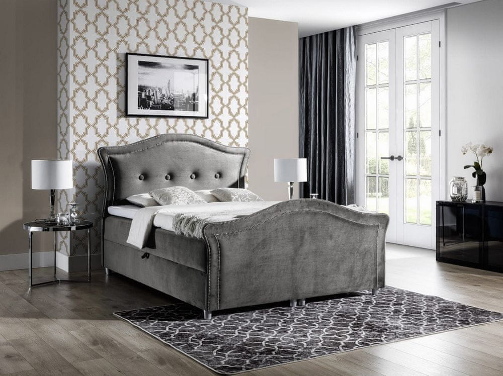 Veneti Kúzelná rustikálna posteľ Bradley Lux 180x200, šedá + TOPPER