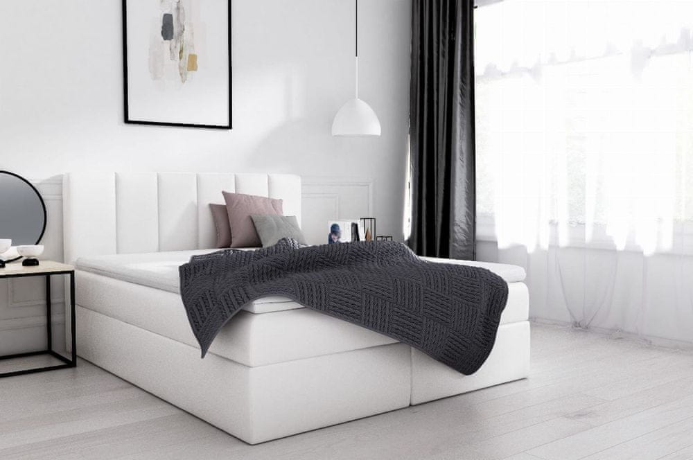 Veneti Čalúnená jednolôžková posteľ 120x200 SVEN - biela ekokoža + topper ZDARMA