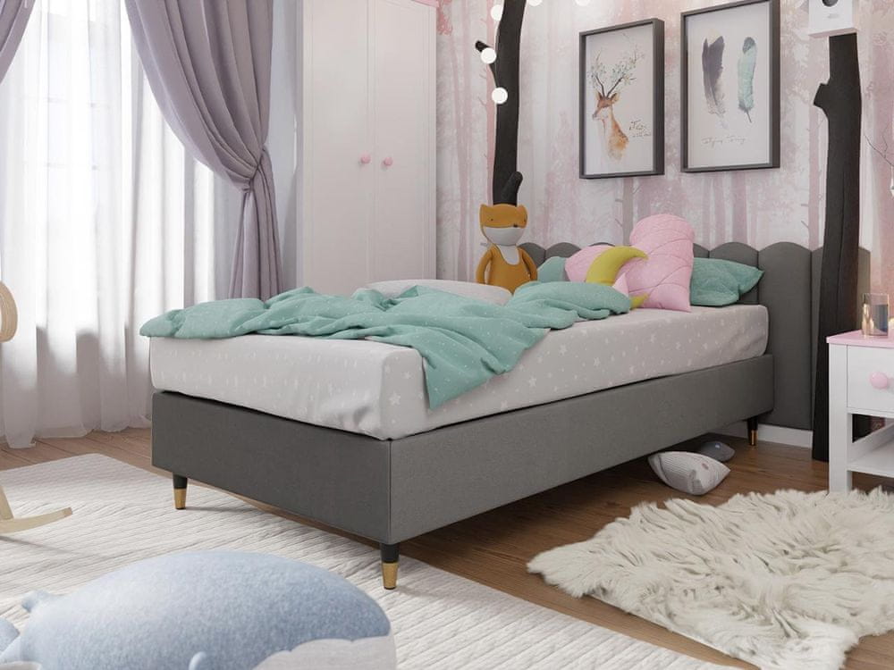 Veneti Jednolôžková čalúnená posteľ s matracom 80x200 NECHLIN 5 - šedá