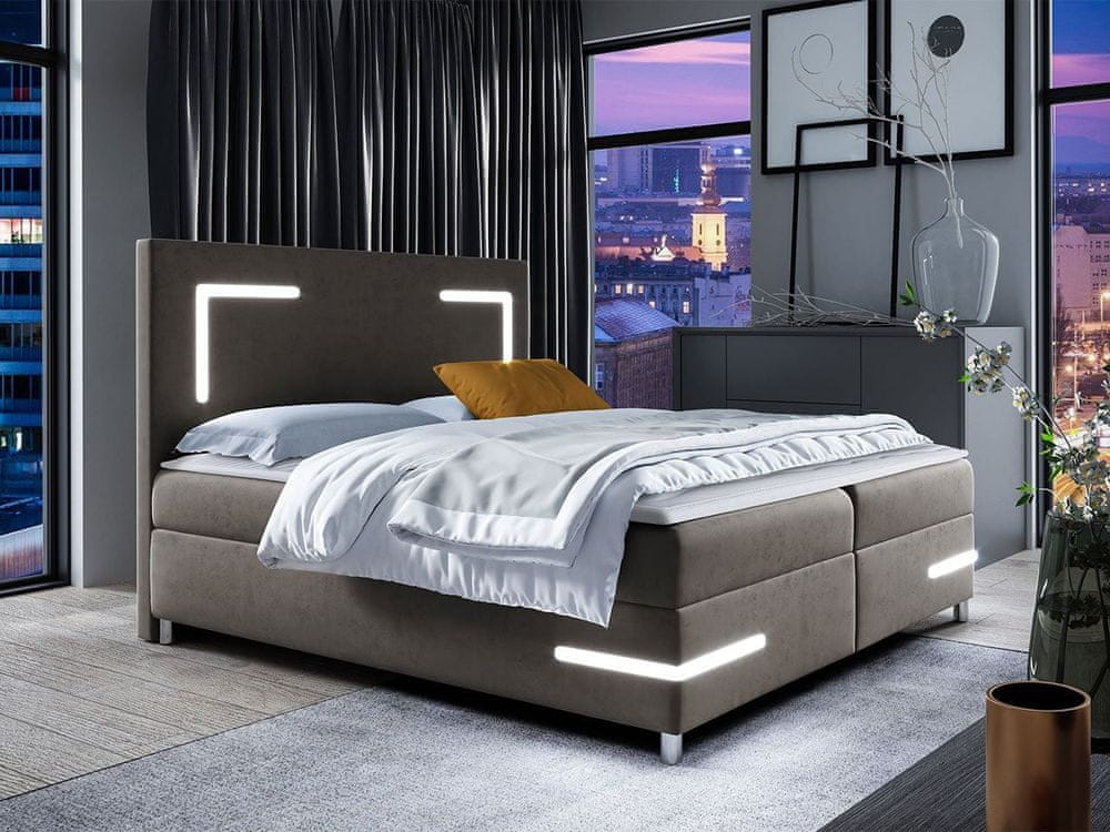 Veneti Boxspringová jednolôžková posteľ 120x200 MADENA - šedá + topper a LED osvetlenie ZDARMA