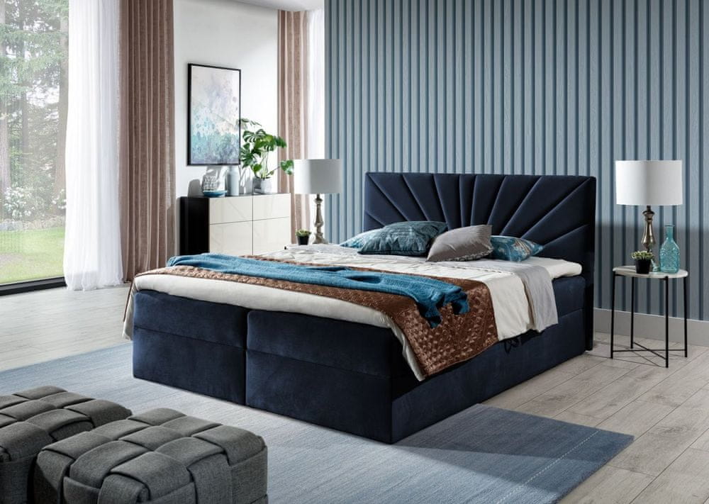 Veneti Kontinentálna posteľ 160x200 IVANA 4 - modrá + topper ZADARMO
