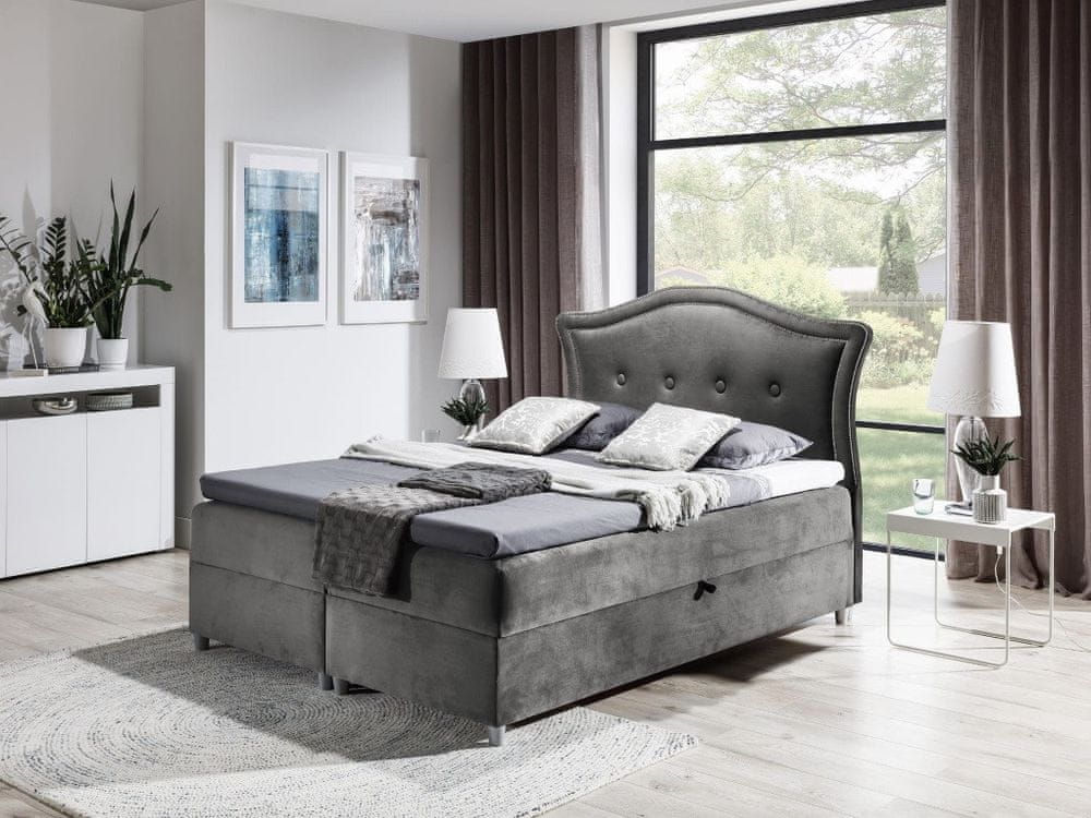 Veneti Elegantná rustikálna posteľ Bradley 140x200, šedá + TOPPER