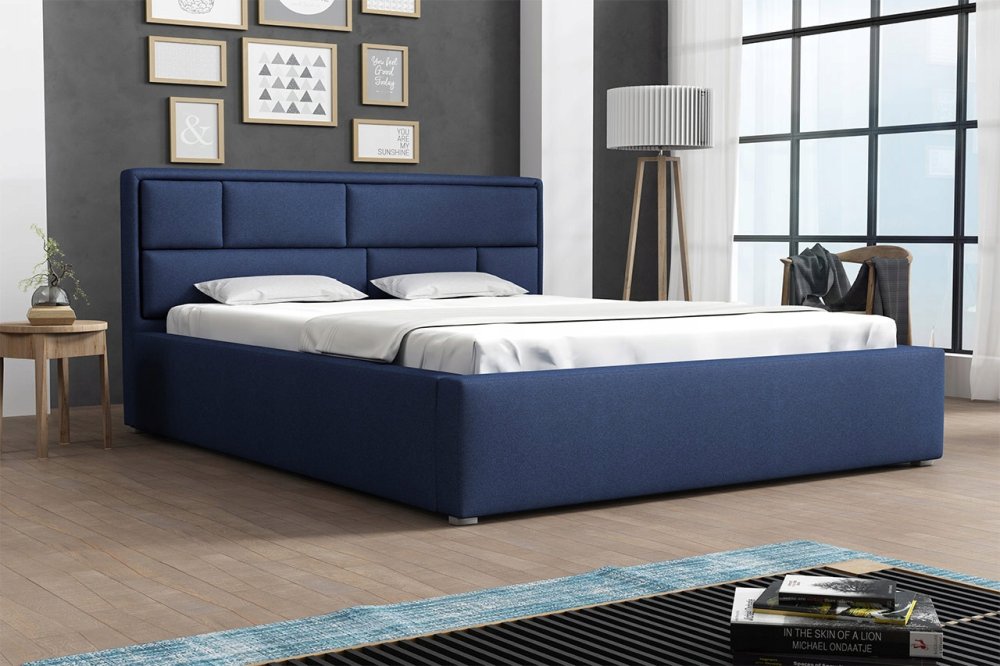 Veneti Jednolôžková posteľ s úložným priestorom a roštom 120x200 IVENDORF 2 - tmavá modrá