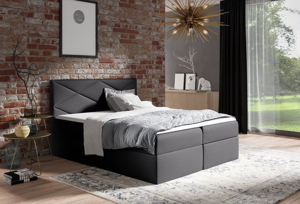 Veneti Čalúnená posteľ ZOE - 120x200, čierna + topper ZDARMA