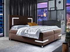 Veneti Boxspringová manželská posteľ 140x200 MADENA - hnedá + topper a LED osvetlenie ZDARMA