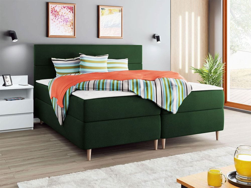 Veneti Hotelová posteľ s úložným priestorom 180x200 KALIX - zelená + topper ZDARMA