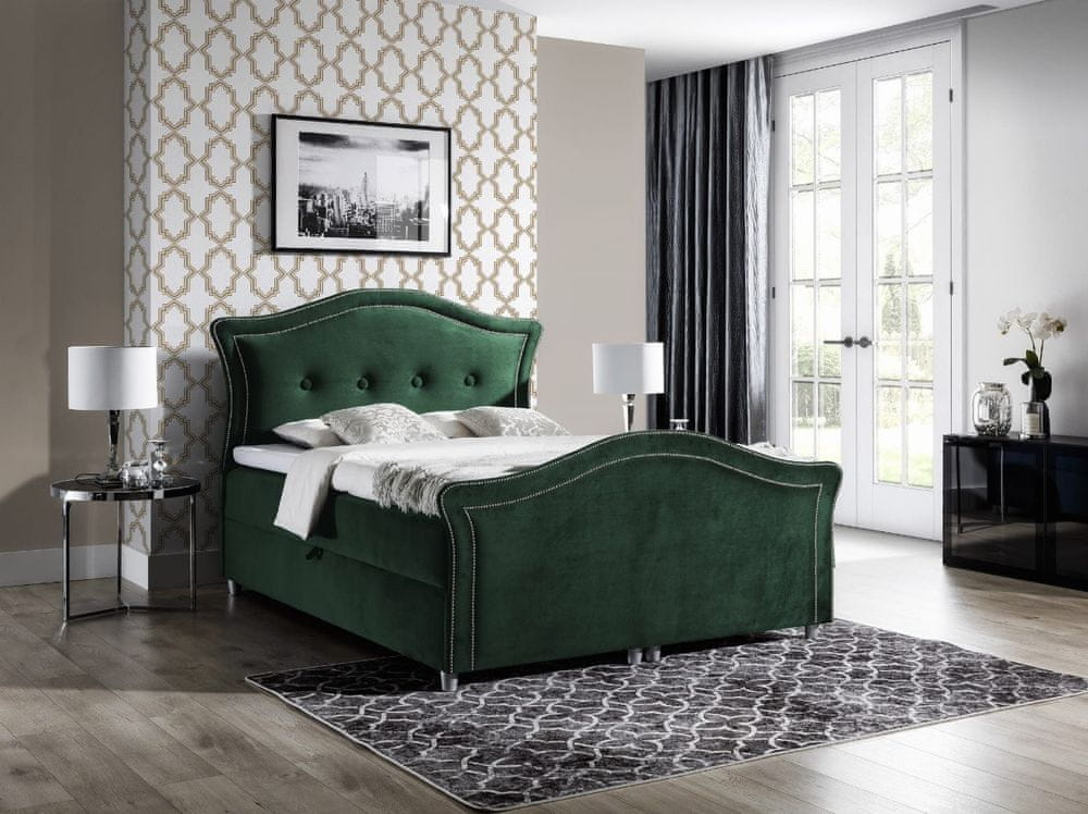 Veneti Kúzelná rustikálna posteľ Bradley Lux 140x200, zelená + TOPPER