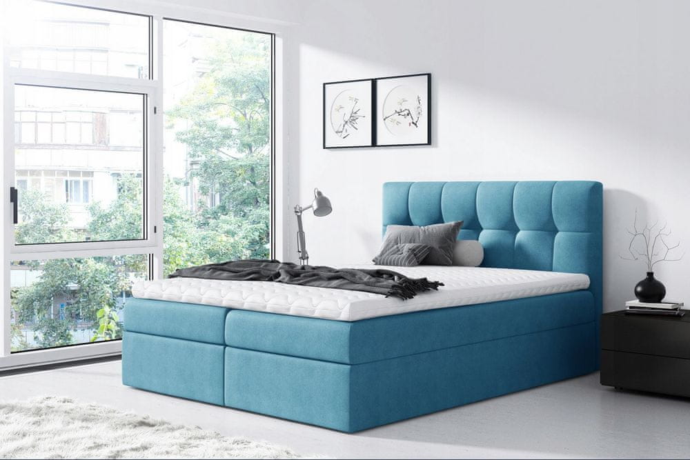 Veneti Jednoduchá posteľ Rex 140x200, modrá + TOPPER