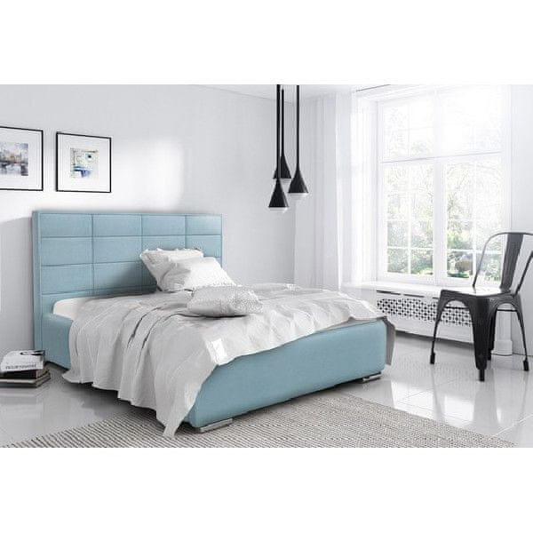 Veneti Elegantná manželská posteľ Caffara 120x200, modrá, jemná poťahová látka