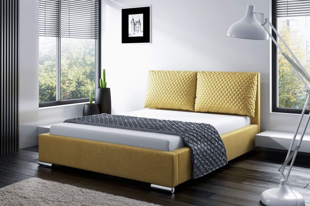 Veneti Praktická posteľ s vankúšmi 140x200 DUBAI - žltá