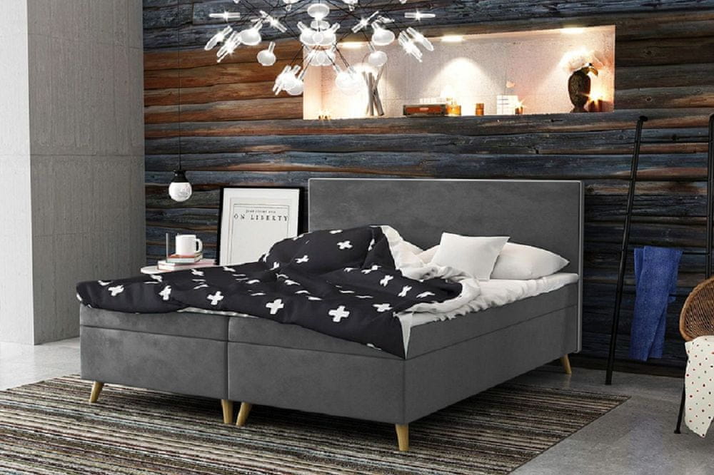 Veneti Čalúnená posteľ BLAIRE - 160x200, tmavo šedá