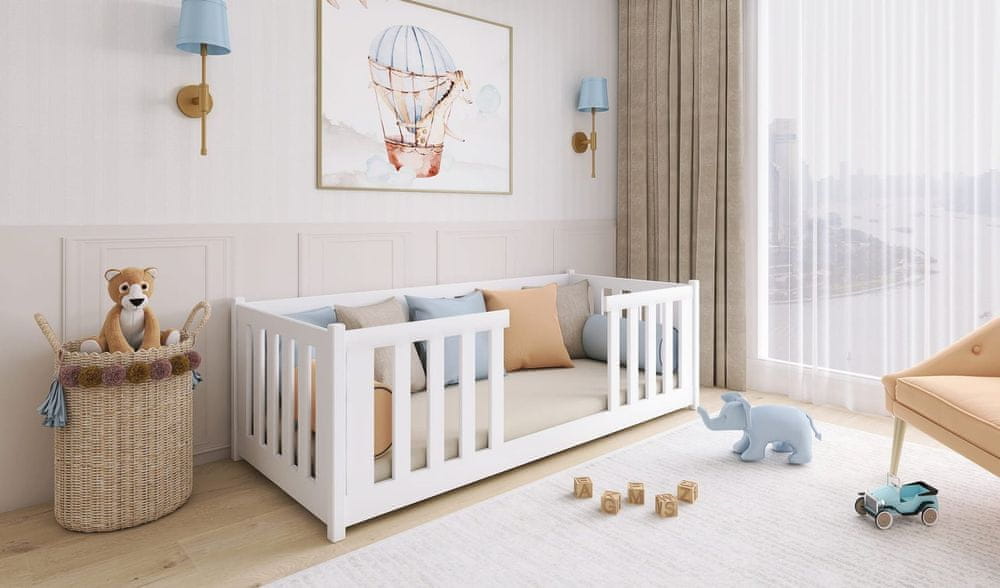 Veneti Detská posteľ so zábranami NORENE - 80x160, biela