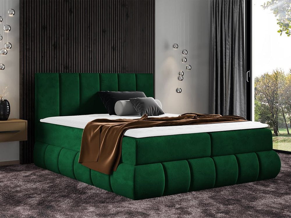 Veneti Boxspringová dvojlôžková posteľ 160x200 VERDA - zelená + topper ZDARMA