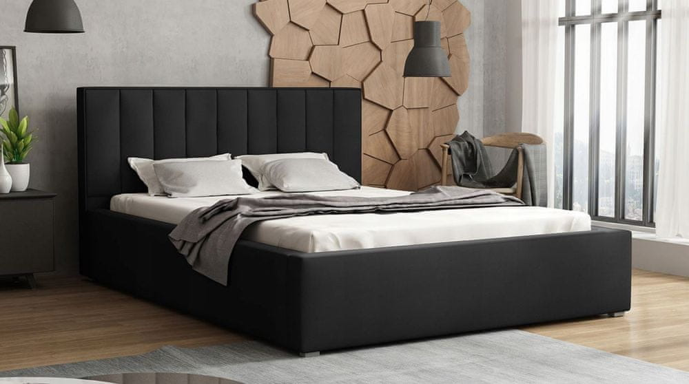 Veneti Manželská posteľ s roštom 140x200 TARNEWITZ 2 - čierna