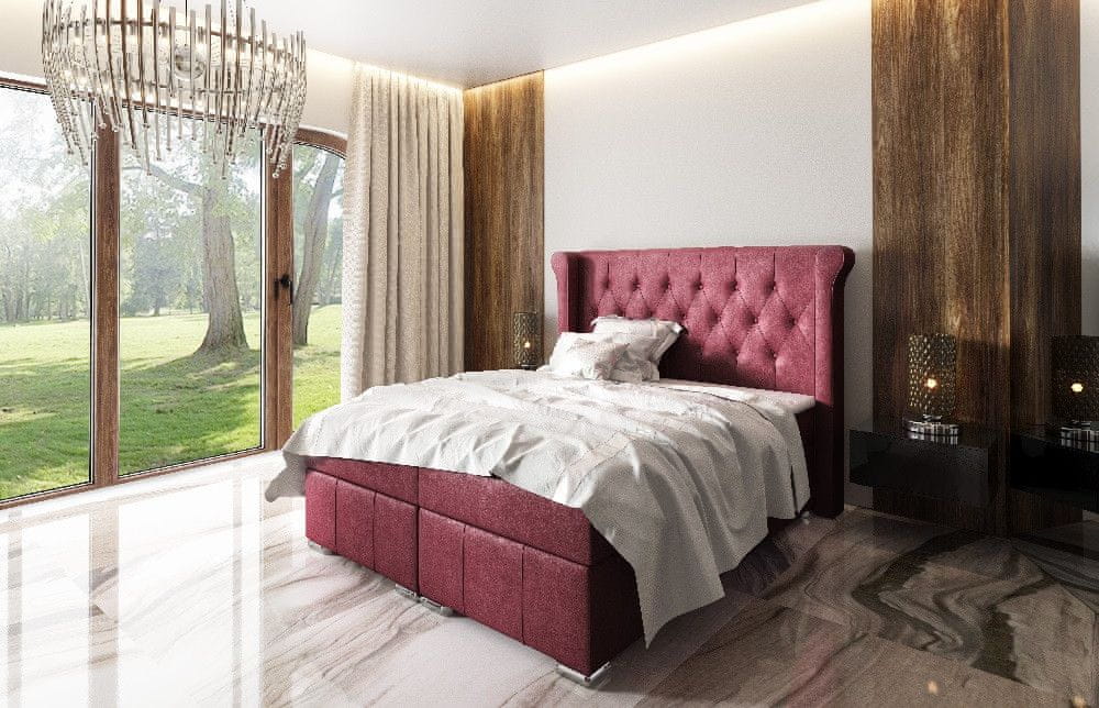Veneti Elegantná čalúnená posteľ Maximo 180x200, červená