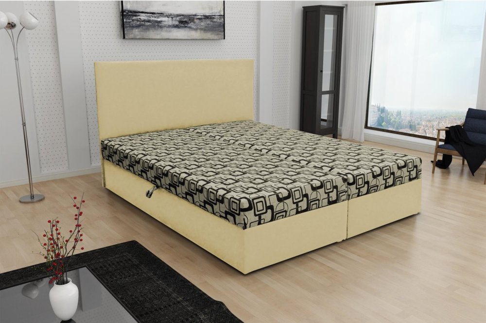 Veneti Odolná čalúnená posteľ s úložným priestorom DANIELA 180x200, béžová