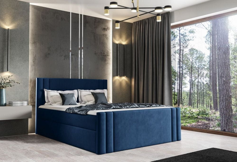 Veneti Boxspringová posteľ CELESTA - 160x200, modrá + topper ZDARMA