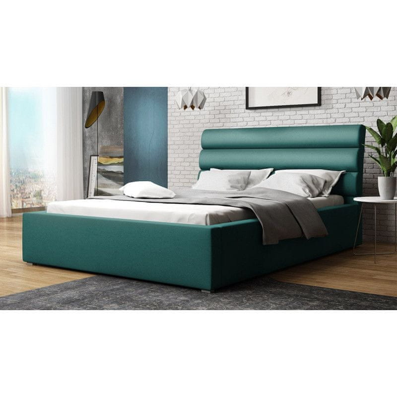Veneti Manželská čalúnená posteľ s roštom 160x200 BORZOW - modrá