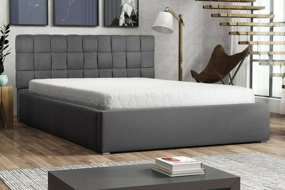 Veneti Jednolôžková posteľ s úložným priestorom a roštom 120x200 WARNOW 2 - tmavá šedá