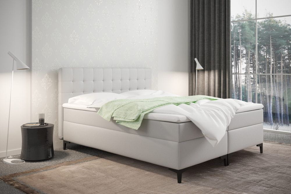 Veneti Americká posteľ s úložným priestorom DAJANA - 160x200, biela eko koža