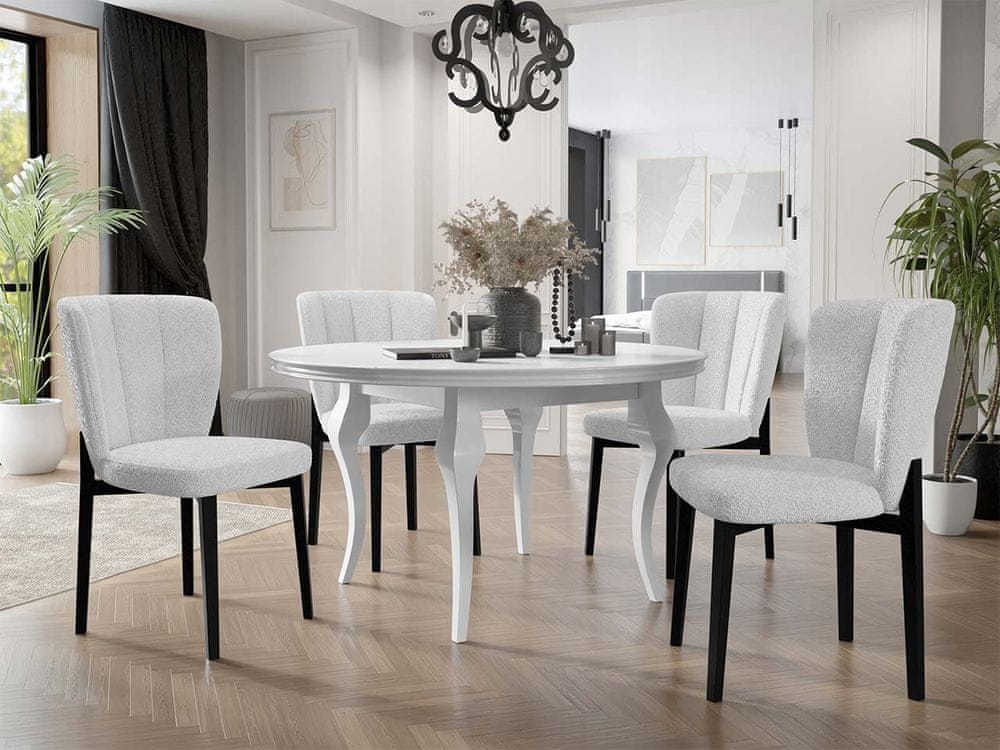 Veneti Rozkladací jedálenský stôl 120 cm so 4 stoličkami KRAM 2 - biely / čierny / biely