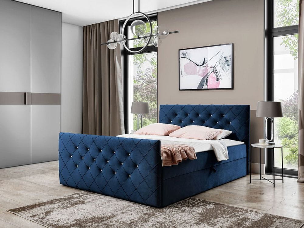 Veneti Americká jednolôžková posteľ 120x200 NATAL - modrá + topper ZDARMA