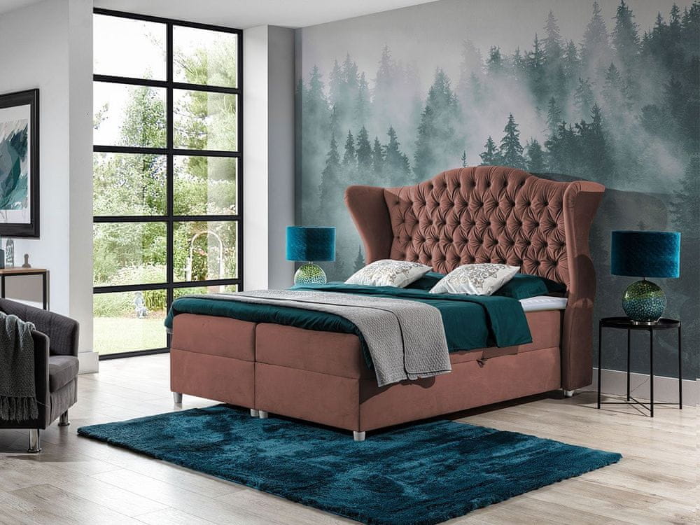 Veneti Kontinentálna manželská posteľ 180x200 NEIVA - ružová + topper ZDARMA