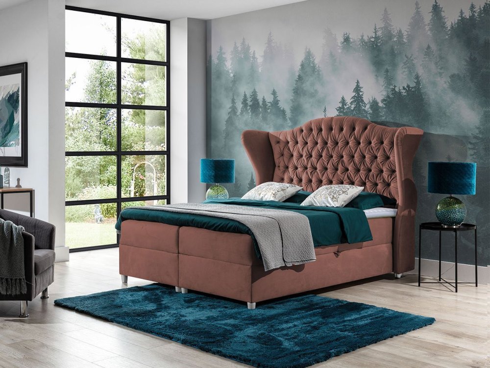 Veneti Kontinentálna jednolôžková posteľ 120x200 NEIVA - ružová + topper ZDARMA