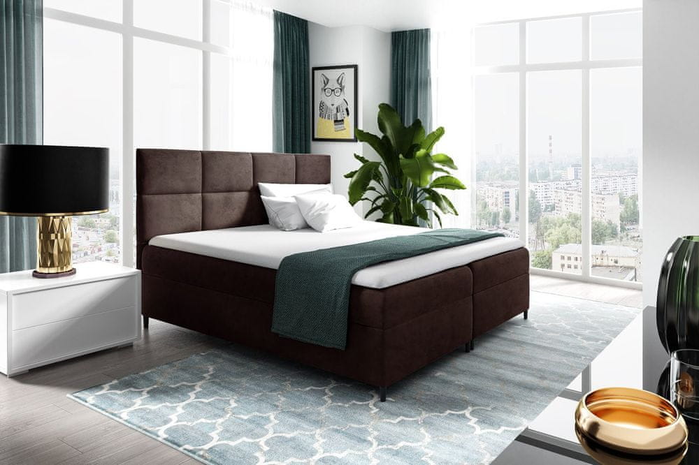 Veneti Boxspringová posteľ s úložným priestorom BRIGITA - 180x200, hnedá 1 + topper ZDARMA